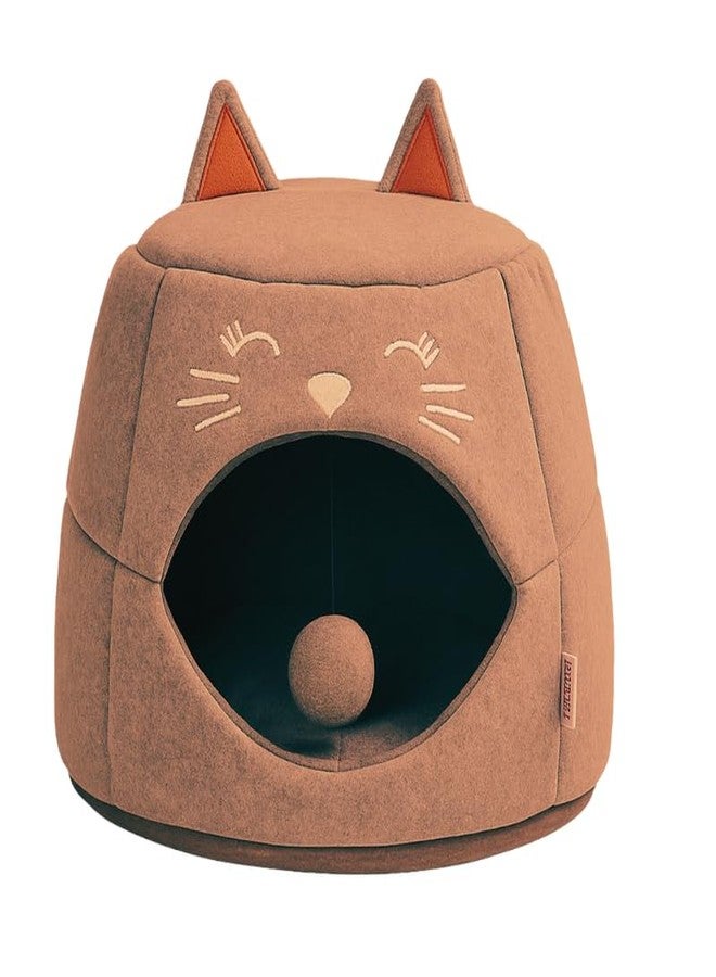 KittuPet Cat Beds for Indoor with Hanging Toy, Small Dog Cave Bed with Anti-Slip, Kitten Tent House Removable Cushioned Pillow, Super Soft Calming Pet Sofa Mats Ideal for Cats and Puppy or Rabbit - Image 1